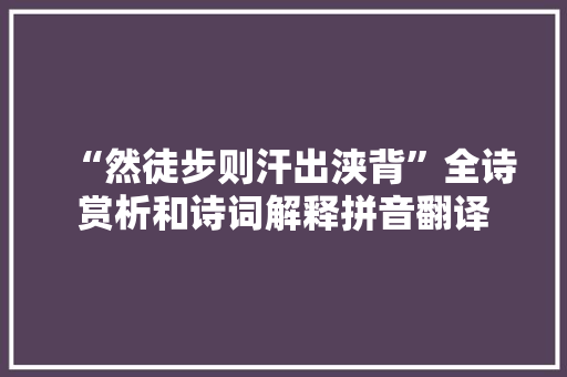 “然徒步则汗出浃背”全诗赏析和诗词解释拼音翻译