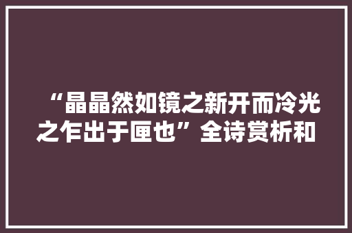 “晶晶然如镜之新开而冷光之乍出于匣也”全诗赏析和诗词解释拼音翻译