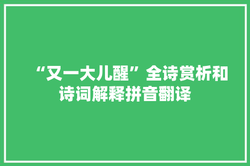 “又一大儿醒”全诗赏析和诗词解释拼音翻译
