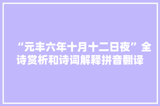 “元丰六年十月十二日夜”全诗赏析和诗词解释拼音翻译