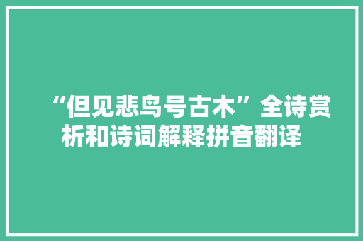 “但见悲鸟号古木”全诗赏析和诗词解释拼音翻译