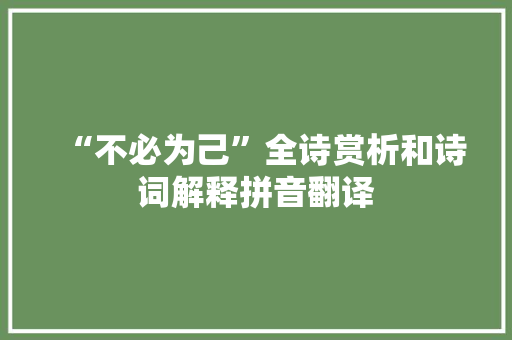 “不必为己”全诗赏析和诗词解释拼音翻译