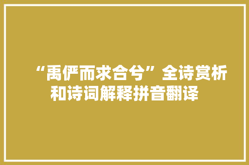 “禹俨而求合兮”全诗赏析和诗词解释拼音翻译