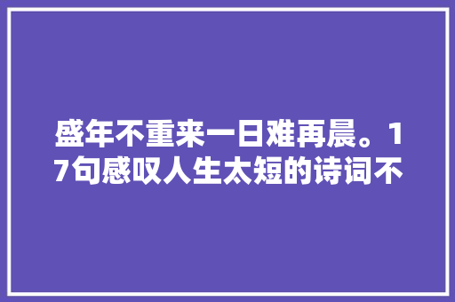 盛年不重来一日难再晨。17句感叹人生太短的诗词不要虚度时光