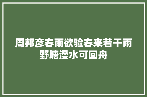 周邦彦春雨欲验春来若干雨野塘漫水可回舟