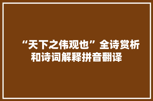 “天下之伟观也”全诗赏析和诗词解释拼音翻译