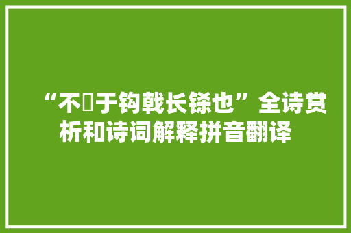 “不铦于钩戟长铩也”全诗赏析和诗词解释拼音翻译