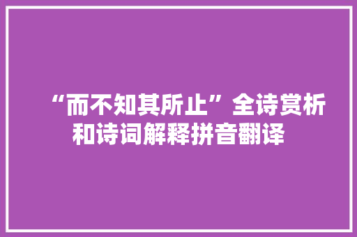 “而不知其所止”全诗赏析和诗词解释拼音翻译
