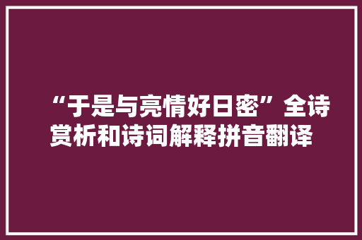 “于是与亮情好日密”全诗赏析和诗词解释拼音翻译
