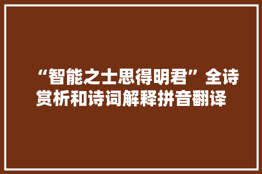 “智能之士思得明君”全诗赏析和诗词解释拼音翻译