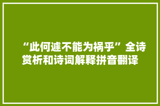 “此何遽不能为祸乎”全诗赏析和诗词解释拼音翻译