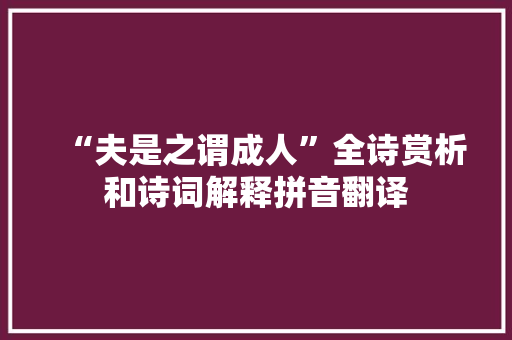 “夫是之谓成人”全诗赏析和诗词解释拼音翻译