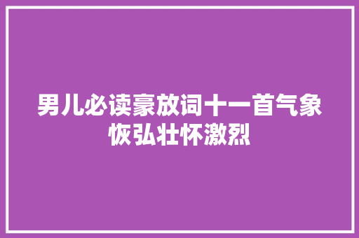 男儿必读豪放词十一首气象恢弘壮怀激烈