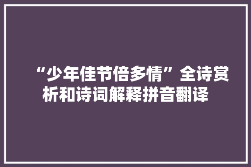 “少年佳节倍多情”全诗赏析和诗词解释拼音翻译