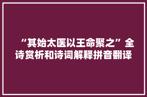 “其始太医以王命聚之”全诗赏析和诗词解释拼音翻译