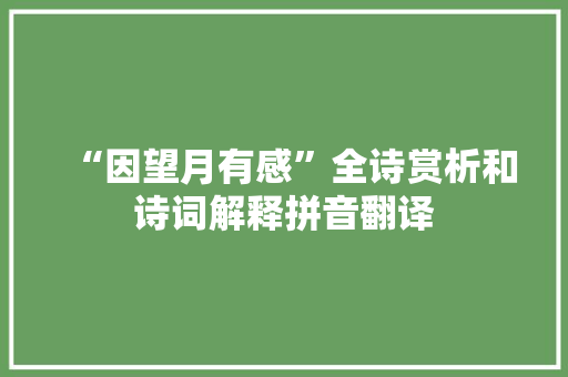 “因望月有感”全诗赏析和诗词解释拼音翻译