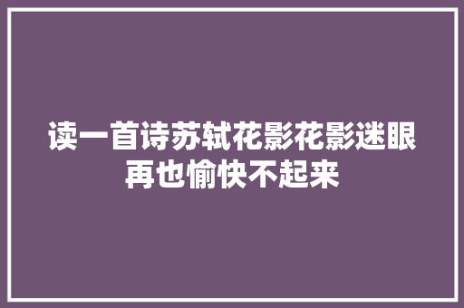 读一首诗苏轼花影花影迷眼再也愉快不起来