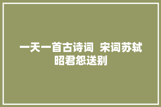 一天一首古诗词  宋词苏轼昭君怨送别