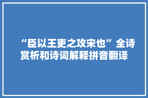 “臣以王吏之攻宋也”全诗赏析和诗词解释拼音翻译