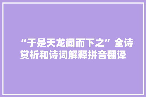 “于是天龙闻而下之”全诗赏析和诗词解释拼音翻译