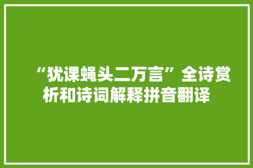 “犹课蝇头二万言”全诗赏析和诗词解释拼音翻译