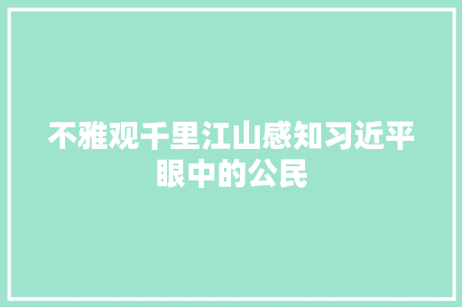 不雅观千里江山感知习近平眼中的公民