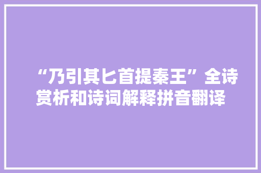 “乃引其匕首提秦王”全诗赏析和诗词解释拼音翻译