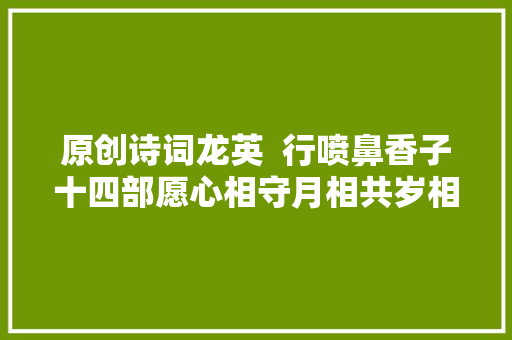 原创诗词龙英  行喷鼻香子十四部愿心相守月相共岁相央。