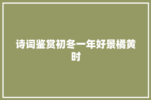 诗词鉴赏初冬一年好景橘黄时