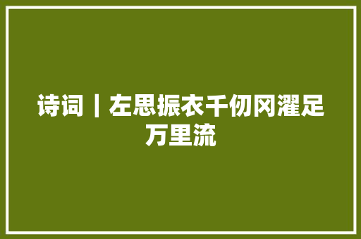 诗词｜左思振衣千仞冈濯足万里流