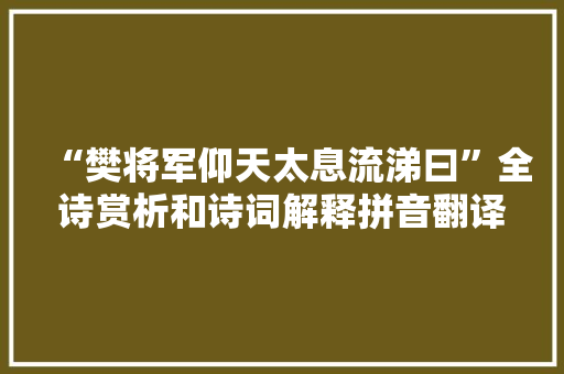 “樊将军仰天太息流涕曰”全诗赏析和诗词解释拼音翻译