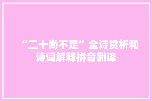 “二十尚不足”全诗赏析和诗词解释拼音翻译