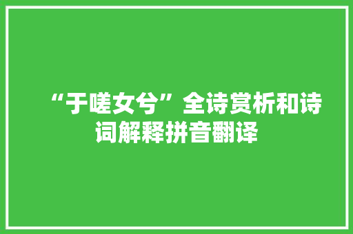 “于嗟女兮”全诗赏析和诗词解释拼音翻译