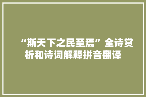 “斯天下之民至焉”全诗赏析和诗词解释拼音翻译