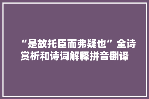 “是故托臣而弗疑也”全诗赏析和诗词解释拼音翻译